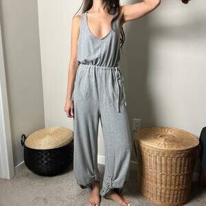 y2k free people beach gray boho oversized relaxed baggy wide leg jumpsuit onesie